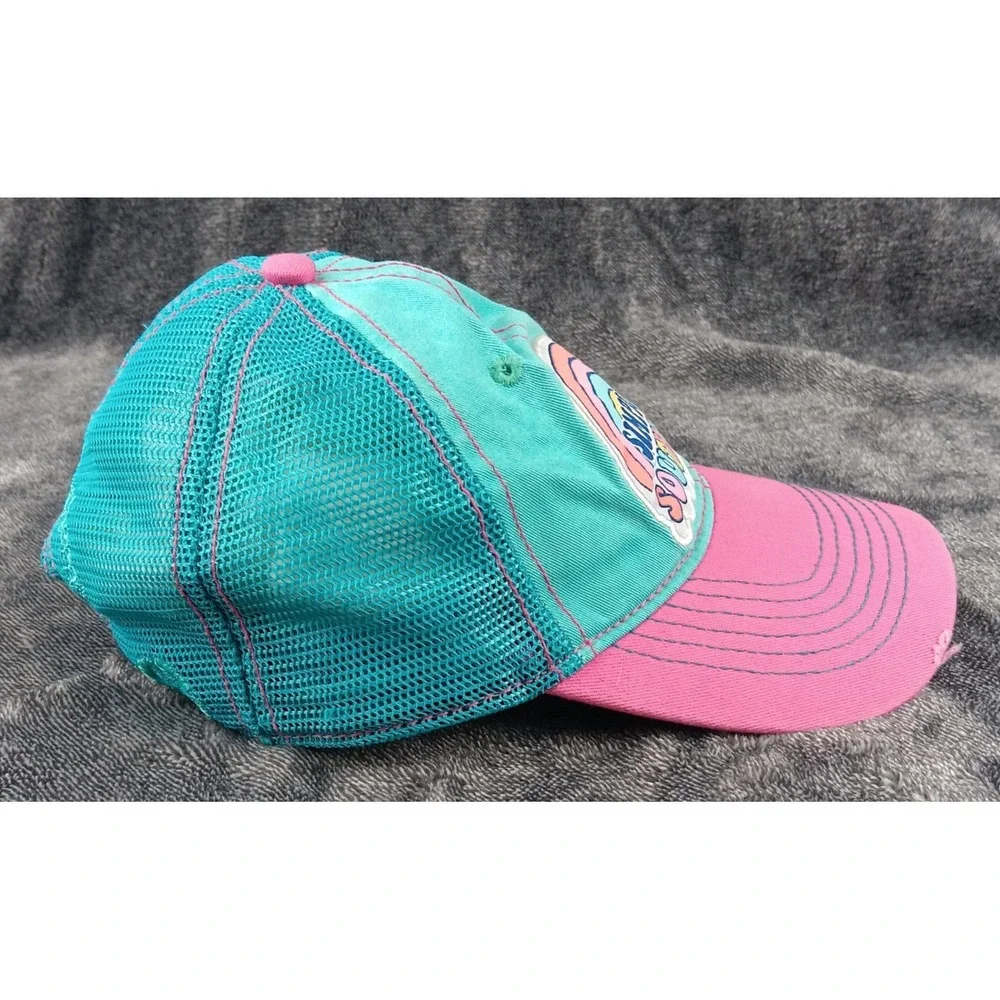 Simply‎ Southern Hat Womens Adjustable Pink Green Mesh Rainbow Snapback Logo